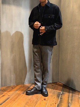 「UNION STATION（ユニオンステーション）のビッグシルエットコーデュロイシャツ（シャツ/ブラウス）」を使った、fumittさん（メンズ・178cm）の秋コーディネート