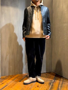 「UNION STATION（ユニオンステーション）のコーデュロイシェフパンツ（その他パンツ）」を使った、fumittさん（メンズ・178cm）の秋コーディネート
