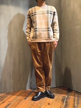 「UNION STATION（ユニオンステーション）のコーデュロイシェフパンツ（その他パンツ）」を使った、fumittさん（メンズ・178cm）の秋コーディネート