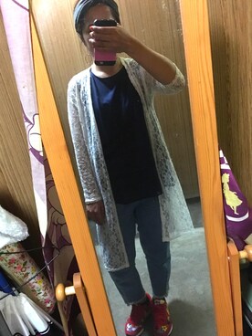 「アイテム（タンクトップ、ブルー系）」を使った、Kanayanさん（レディース・156cm）の夏コーディネート