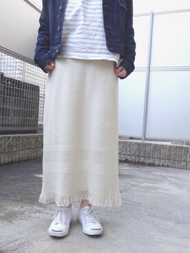 「Kastane」｜「アイテム（デニムジャケット）」を使った、kii＊さん（レディース・160cm）の春コーディネート