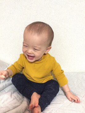 「UNIQLO（ユニクロ）のアイテム（Tシャツ/カットソー、イエロー系）」を使った、kii＊さん（レディース・160cm）の冬コーディネート