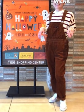 「wearhalloween2017」｜「アイテム（サロペット/オーバーオール）」を使った、ゆりさん（レディース・154cm）の秋コーディネート