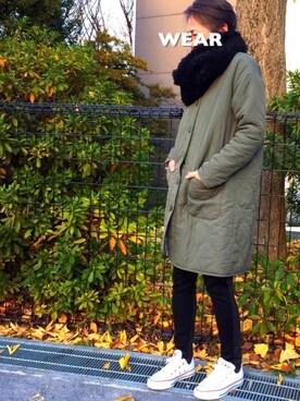 「SEVENDAYS=SUNDAY（セブンデイズサンデイ）のアイテム（ノーカラージャケット）」を使った、ゆりさん（レディース・154cm）の冬コーディネート