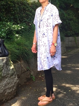 「BEAMS（ビームス）のアイテム（ピアス（両耳用））」を使った、ゆりさん（レディース・154cm）の夏コーディネート