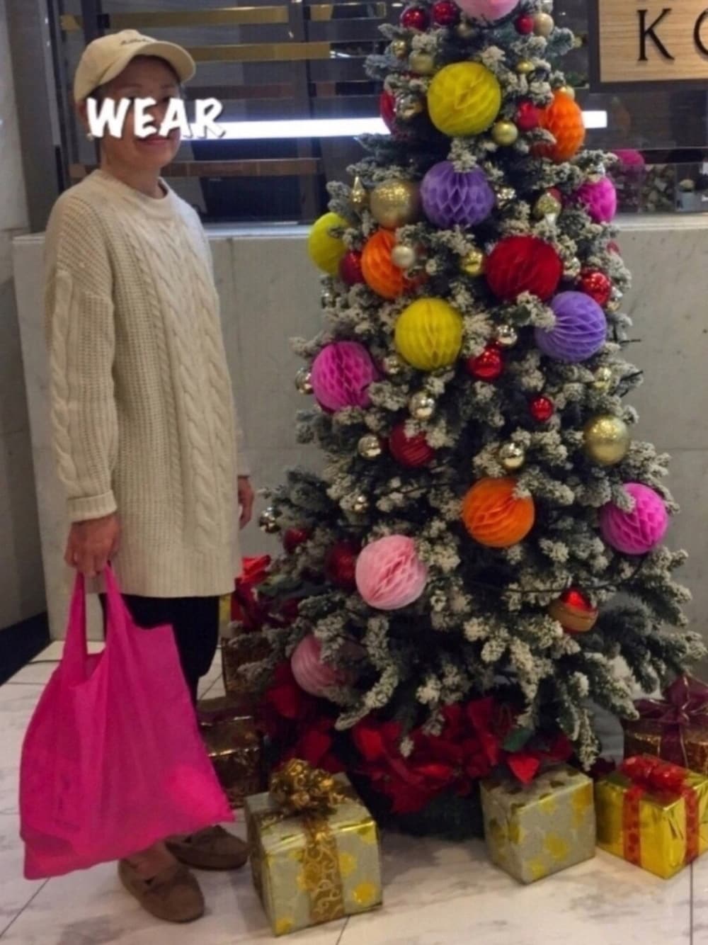 「クリスマス、カジュアルコーデ、ケーブルニット、サーマルレギンス、モカシン、プリンスペペ」｜「chocol raffine robeのアイテム（ニット/セーター、ベージュ系）」を使った、ゆりさん（レディース・154cm）の秋コーディネートの1枚目の写真