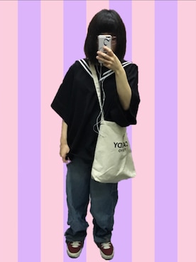 「Candy Stripper」｜「アイテム（オールインワン・サロペット）」を使った、🍈もこ🍈さん（レディース・150cm）の夏コーディネート