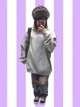 「Candy Stripper（キャンディストリッパー）のアイテム（キャップ）」を使った、🍈もこ🍈さん（レディース・150cm）の秋コーディネート