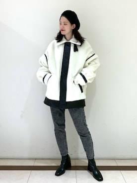 「ファーアウター」｜「アイテム（ブルゾン）」を使った、risakoさん（レディース・160cm）の秋コーディネート