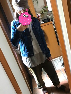 「BACK NUMBER（バックナンバー）のアイテム（デニムジャケット）」を使った、眠兎さん（レディース・156cm）の春コーディネート