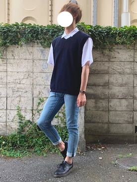「RAGEBLUE（レイジブルー）のアイテム（その他シューズ）」を使った、しぐぅ🌙さん（メンズ・180cm）の夏コーディネート