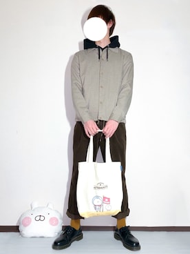 「茶色」｜「アイテム（ブルゾン）」を使った、しぐぅ🌙さん（メンズ・180cm）の春コーディネート