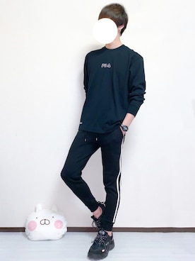 「FILA（フィラ）のアイテム（スウェット）」を使った、しぐぅ🌙さん（メンズ・180cm）の夏コーディネート
