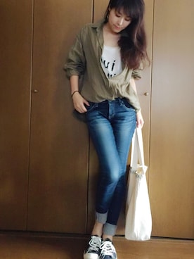 「3rd by VANQUISH（サードバイヴァンキッシュ）のアイテム（タンクトップ）」を使った、でるこさん（レディース・162cm）の秋コーディネート