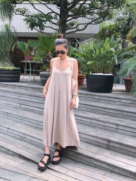 「Teva（テバ）のTEVA FLATFORM UNIVERSAL（サンダル）」を使った、黒木 ナツミ🦋さん（レディース・162cm）の夏コーディネート