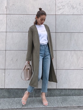 「ガウン」｜「アイテム（トレンチコート）」を使った、黒木 ナツミ🦋さん（レディース・162cm）の春コーディネート