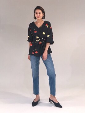「ESPERANZA（エスペランサ）のアイテム（シューズ）」を使った、黒木 ナツミ🦋さん（レディース・162cm）の秋コーディネート
