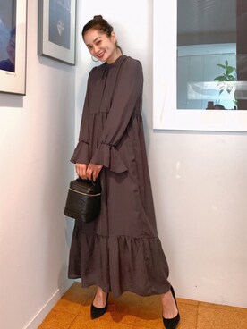 「シャネル」｜「アイテム（ワンピース/ドレス）」を使った、黒木 ナツミ🦋さん（レディース・162cm）の冬コーディネート
