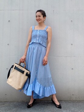 「Vicente（ヴィセンテ）のアイテム（キャミソール）」を使った、黒木 ナツミ🦋さん（レディース・162cm）の夏コーディネート