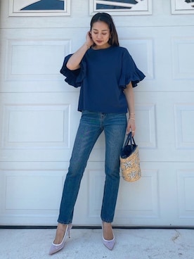 「 Tシャツ」｜黒木 ナツミ🦋さん（レディース・162cm）の春コーディネート
