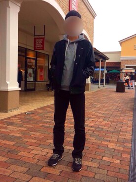 「SPINNS（スピンズ）のアイテム（スタジャン）」を使った、歩 夢さん（メンズ・174cm）の冬コーディネート