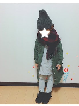 「UNIQLO（ユニクロ）のアイテム（シャツワンピース）」を使った、Naa.｡oOさん（キッズ・100cm）の冬コーディネート