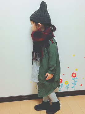「UNIQLO（ユニクロ）のアイテム（シャツワンピース）」を使った、Naa.｡oOさん（キッズ・100cm）の冬コーディネート