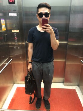 「Bread & Boxersのアイテム」を使った、Miller Chih-sung Wuさん（メンズ・170cm）の夏コーディネート