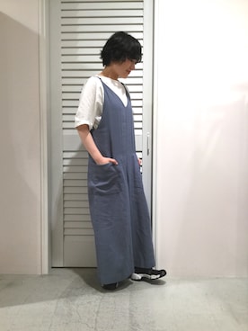 「ブルー」｜「アイテム（オールインワン・サロペット）」を使った、otnさん（レディース・160cm）の春コーディネート