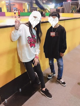「Lee（リー）のアイテム（ニットキャップ/ビーニー）」を使った、sumireさん（キッズ・150cm）の冬コーディネート