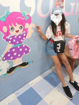 「FILA（フィラ）のアイテム（ショルダーバッグ）」を使った、sumireさん（キッズ・153cm）の冬コーディネート