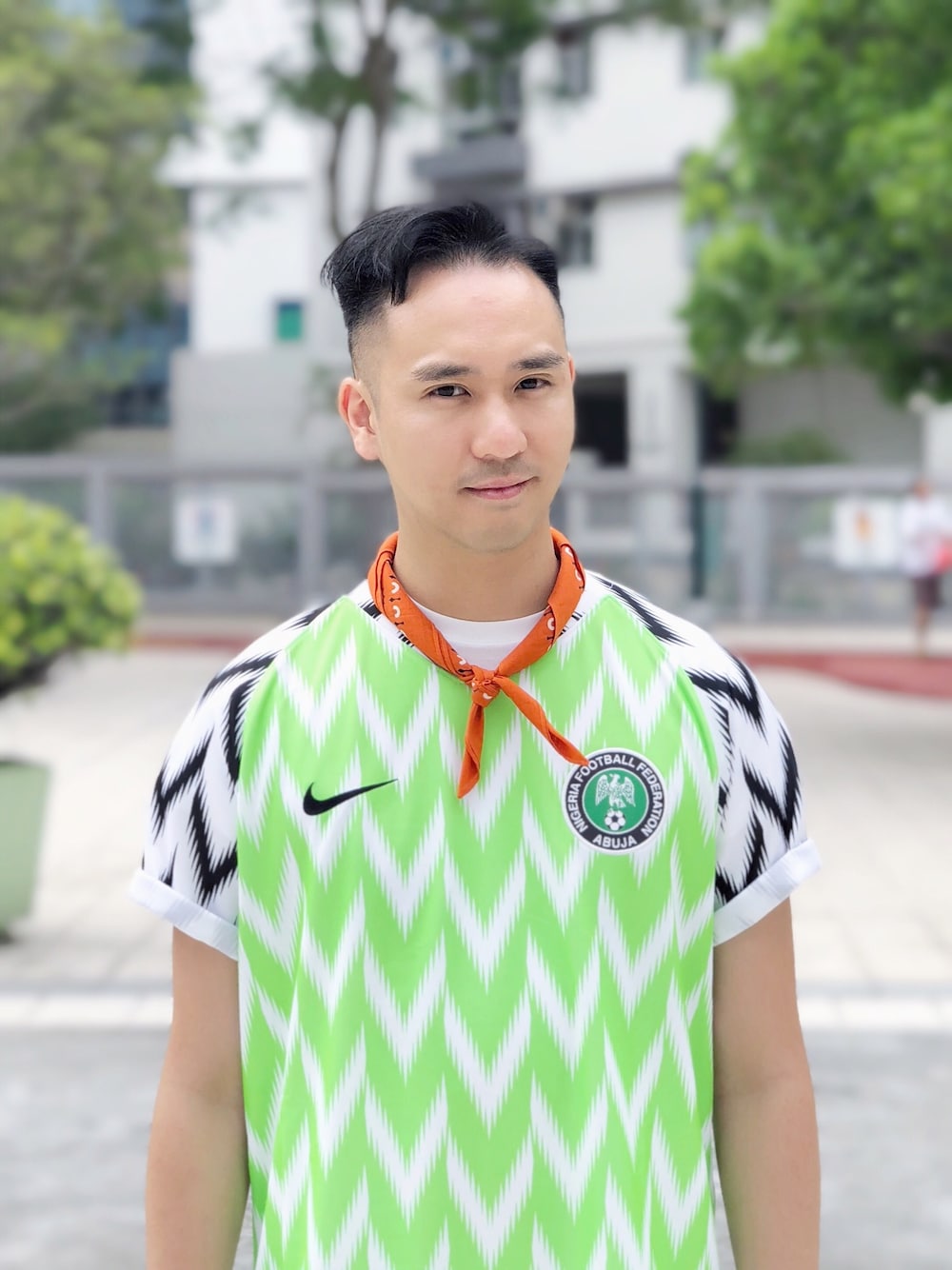 「fashion、fashion blogger、STYLE、ootd、WORLDCUP、NIKE、football、nigeria、colourful、Hong Kong」｜「NIKEのアイテム（ジャージ、グリーン系）」を使った、Jeffreyさん（メンズ・182cm）の夏コーディネートの1枚目の写真