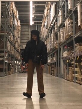 「ZARA（ザラ）のアイテム（パンツ、ブラウン系）」を使った、キャノさん（レディース）の秋コーディネート