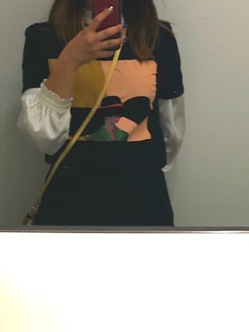 「ZARA（ザラ）のアイテム（Tシャツ/カットソー、ブラック系）」を使った、キャノさん（レディース）の秋コーディネート