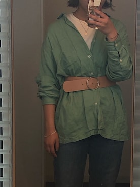 「GAP（ギャップ）のアイテム（ベルト、ブラウン系）」を使った、キャノさん（レディース）の春コーディネート
