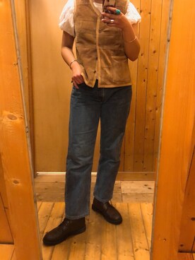 「w closet（ダブルクローゼット）のアイテム（トップス、ホワイト系）」を使った、キャノさん（レディース）の春コーディネート