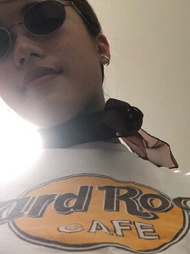 「usedのアイテム（Tシャツ/カットソー、ホワイト系）」を使った、キャノさん（レディース）の春コーディネート