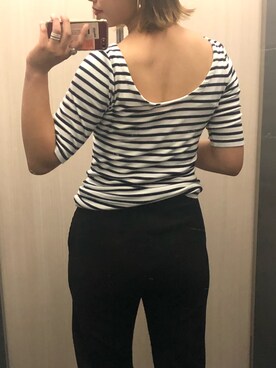 「GAP（ギャップ）のアイテム（Tシャツ/カットソー、ホワイト系）」を使った、キャノさん（レディース）の春コーディネート