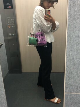 「GAP（ギャップ）のアイテム（トップス、ホワイト系）」を使った、キャノさん（レディース）の夏コーディネート
