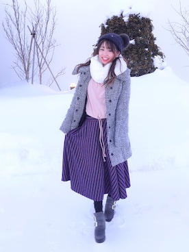 「H&M（エイチ・アンド・エム）のアイテム（パーカー）」を使った、♡高橋 里彩子さん（レディース・154cm）の冬コーディネート