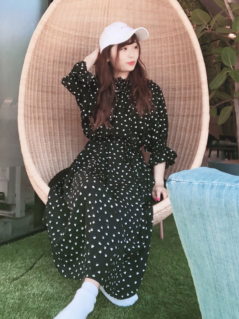 「夏、シンプル、オトナカジュアル、おしゃれさんと繋がりたい、ワンピース、今日のコーデ、低身長コーデ」｜「AS KNOW AS PINKYのハートにシャーリングワンピース（ワンピース、ブラック系）」を使った、♡高橋 里彩子さん（レディース・155cm）の夏コーディネートの1枚目の写真