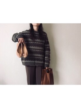 「VINTAGE（ヴィンテージ）のアイテム（バレエシューズ）」を使った、やんさん（レディース・153cm）の冬コーディネート