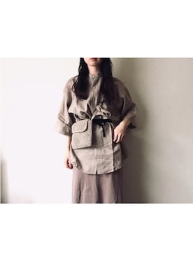 「VERMEIL par iena（ヴェルメイユパーイエナ）のFURLING BY GIANNI レザーベルト（ベルト、ブラック系）」を使った、やんさん（レディース・153cm）の夏コーディネート