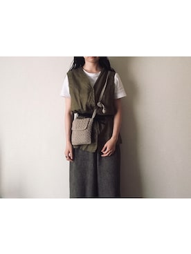 「VERMEIL par iena（ヴェルメイユパーイエナ）のFURLING BY GIANNI レザーベルト（ベルト、ブラック系）」を使った、やんさん（レディース・153cm）の夏コーディネート