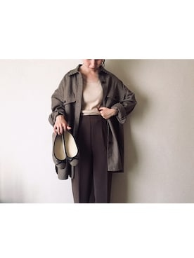 「古着好きな人と繋がりたい」｜「アイテム（バレエシューズ）」を使った、やんさん（レディース・153cm）の秋コーディネート