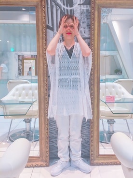 「mystic（ミスティック）のアイテム（キャミソール、ブラック系）」を使った、emikoさん（レディース・157cm）の夏コーディネート