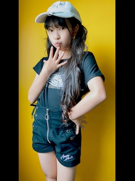 「JSガール」｜「アイテム（帽子）」を使った、aym9015miさん（キッズ・128cm）の夏コーディネート