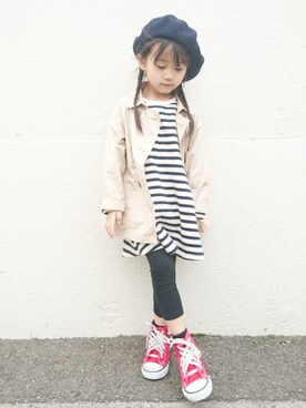 「axes femme（アクシーズファム）のアイテム（ハンチング/ベレー帽）」を使った、katy!!さん（キッズ・110cm）の春コーディネート