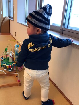 「NEEDLE WORK（ニードルワーク）のアイテム（トップス）」を使った、★YK★ さん（キッズ・70cm）の冬コーディネート