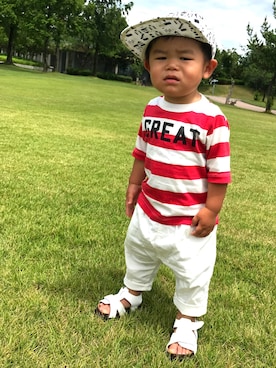 「NEEDLE WORK（ニードルワーク）のアイテム」を使った、★YK★ さん（キッズ・80cm）の夏コーディネート